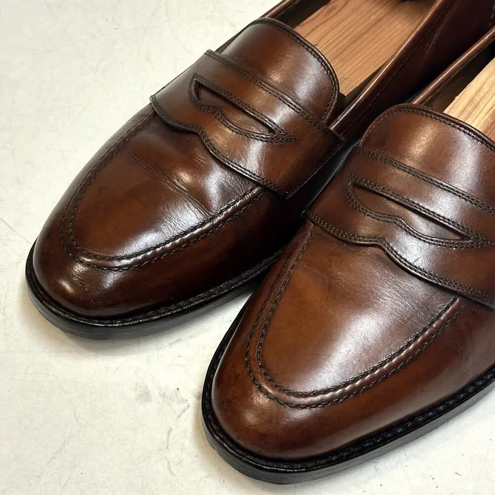 NEW HEELS Polo Ralph Lauren Penny Loafer Cognac Brown Bench Made in Italy 8 D